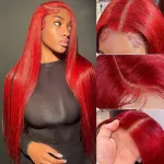 cheveux naturels lisses rouge salle