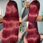 Chevelure lisse rouge bordeaux