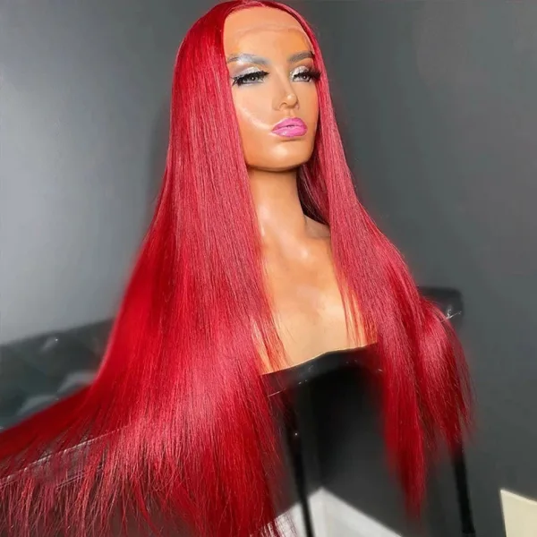 perruque cheveux naturels lisses rouge