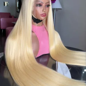 perruque cheveux naturels lisses blonde Olivia