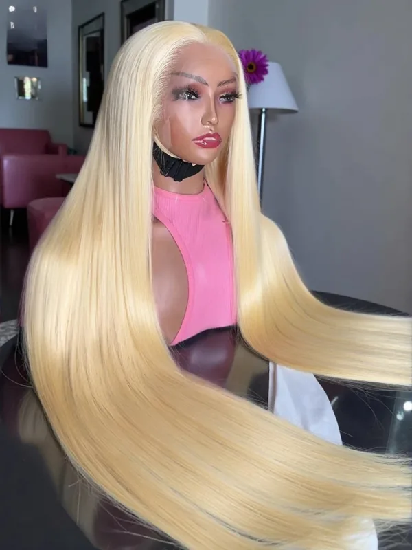 perruque cheveux naturels lisses blonde Olivia