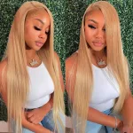 Perruques cheveux naturels lisses blonde miel