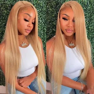 Perruques cheveux naturels lisses blonde miel