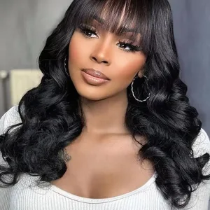 Perruque Mia frange noire