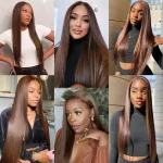 Cheveux naturels marron perruque